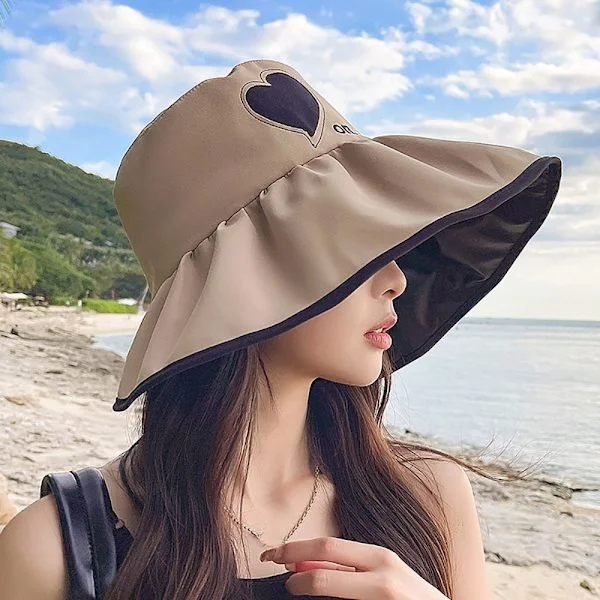 Summer Fashion Girls Fabric Hat Sun Hat Summer Hat KHAKI - varastossa