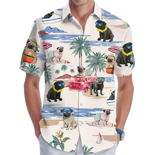 Herr Hawaiian Skjortor Casual Kortärmad Skjorta Tryckt Strand Tropisk Skjorta
