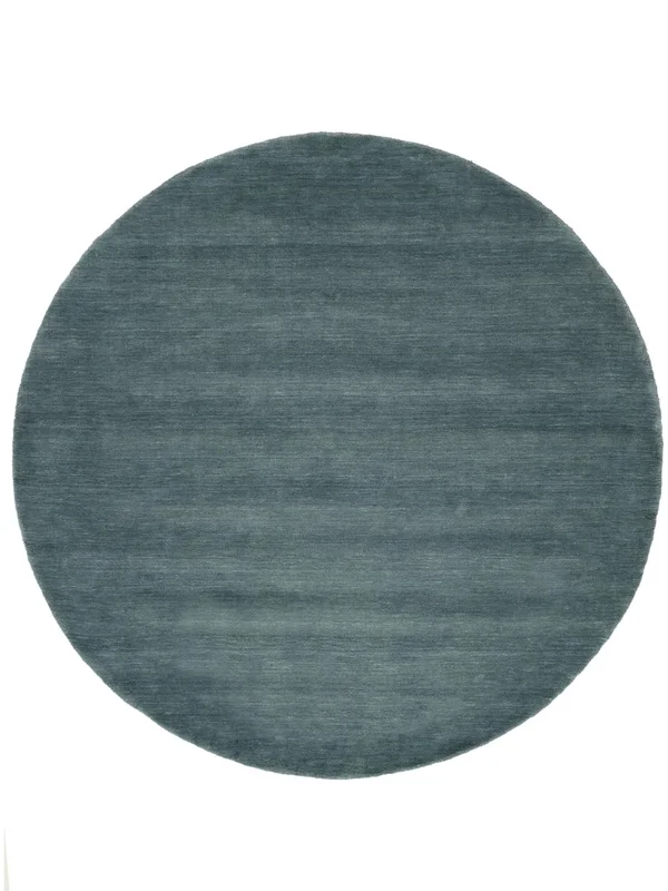Plain (Single Colored) Small Handloom Rug - Dark Teal Ø 150 Wool, Modern Style