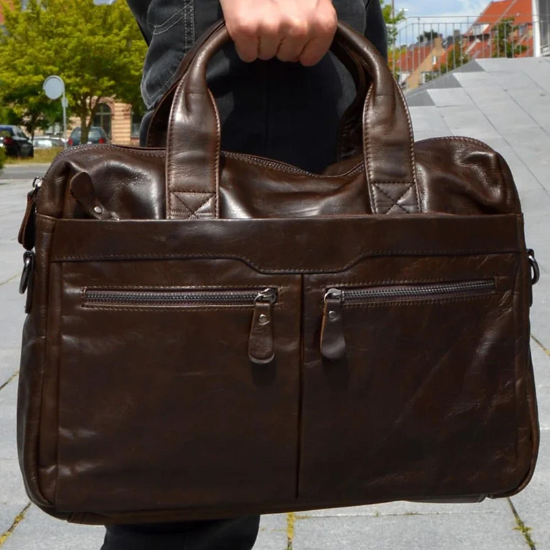 Borsa per computer Mark in pelle marrone per uomini - Borse in pelle