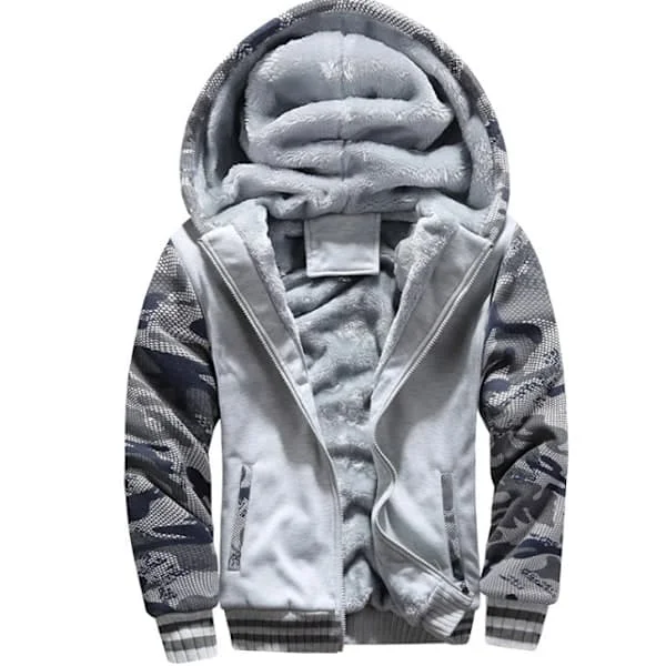 Men's Heart Sweater, Thermal Sherpa Lined, Winter Training Fleece Hoodie with Full Zipper, Warm Thick Wool Jacket Outerwear 11gray XL