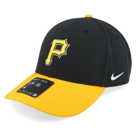 Nike MLB Pittsburgh Pirates Dri-fit Club Cap Schwarz/Gelb L/XL Polyester Verstellbar MLB Baseball Kappe für Herren