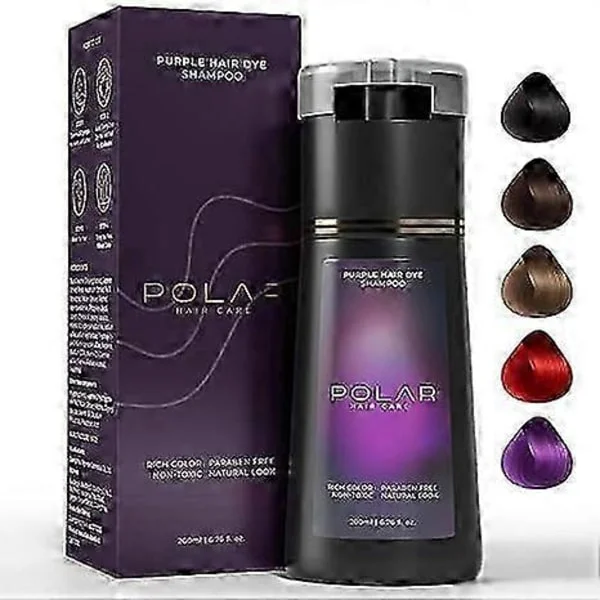 Hårfarveshampoo, Instant Dye Shampoo, Naturlig hårfarveshampoo til dækning af gråt hår, Velegnet til kvinder og mænd (lilla)