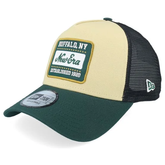 New Era - Grøn trucker Kasket - Patch Buffalo NY Canvas Dark Green/Vegas Gold/Black A-Frame Trucker @ Hatstore