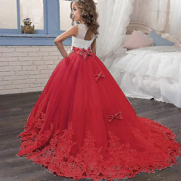 Flickor Spets Långa Balklänningar Brudtärne Barnklänningar För Flickor Tonåringar Flicka Festklänning Barn Prinsessa Afton Formell Bröllop Vestido