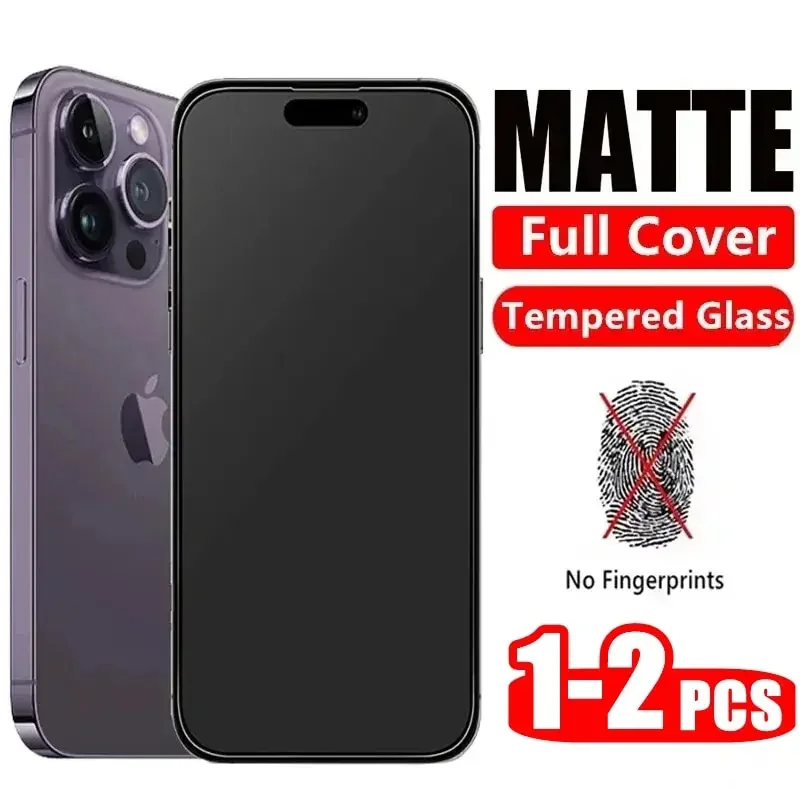 AliExpress - 1/2Pcs Matte Gehärtetem Glas Für iPhone 15 14 12 11 13 Pro Max Frosted Screen Protectors Für iPhone 11 12 13 14 15 Plus Glas Fil