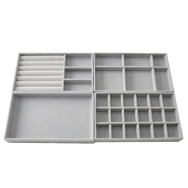 【BQ】Set of 4 Jewelry Storage Boxes, Jewelry Tray, Stackable
