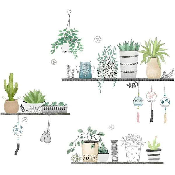 Fersk plante tapet selvklebende soverom veggdekaler varmt barnerom layout veggdekaler dekorasjon-Sunny