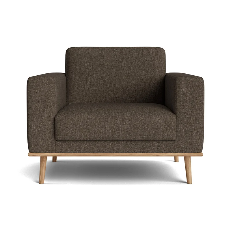 Norse lænestol - Alpine Brun - 109x87x87cm - Lænestol - Komfortabel & Stilfuld lænestol med Nozag fjedre, massive Egetræsben & slidstærkt Stof
