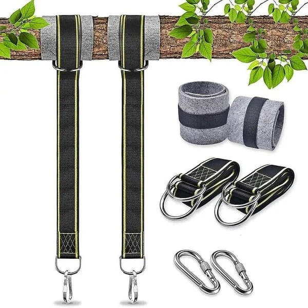 Hängmatta Rem Gunga Fäste Hängande Stol Rep Utomhus Gunga Tillbehör Säkerhetskarbinhakar Gunga Träd Gunga Rem för Hängmatta Gunga (2x1,5m)