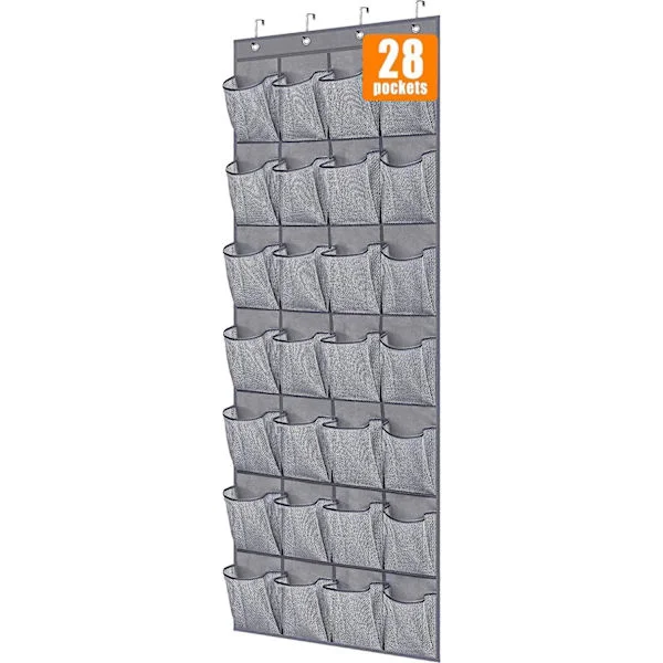 28 Store Lommer Over Dør Sko Oppbevaring Organiser Garderobe Sko Stativ Mesh Hengende Oppbevaring Sko Henger Holder Organizer