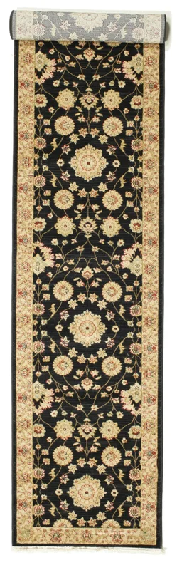 Farahan Ziegler Noir Tapis De Couloir Petit Oeko-Tex