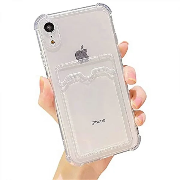 SBSG Wallet Phone Case til iPhone XR Opgraderet Klar Kort Slot Case Slim Fit Beskyttende Blød TPU Stødsikker Wallet Case med Sødt Kortholder Lomme til
