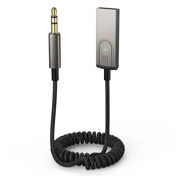Bluetooth-Aux-kabel för bilen/Aux Bluetooth adapter för bil,Bluetooth 5.0-mottagare för bil med 3,5 mm AUX-uttag och USB Grey