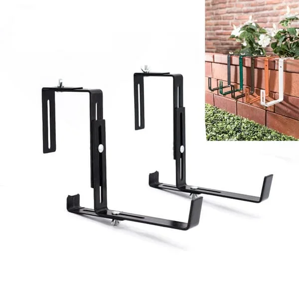 Anthracite-colored flower box support - Robust and width-adjustable flower box support - Metal flower box hanger for the balcony