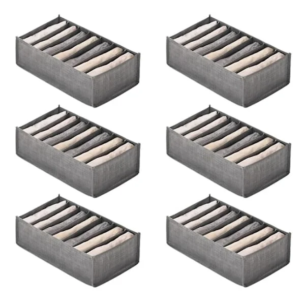 6 stk. skuffer til jeans, bukser, t-skjorte, oppbevaringsbokser, arrangør, skap, garderobe, skuffer, orga
