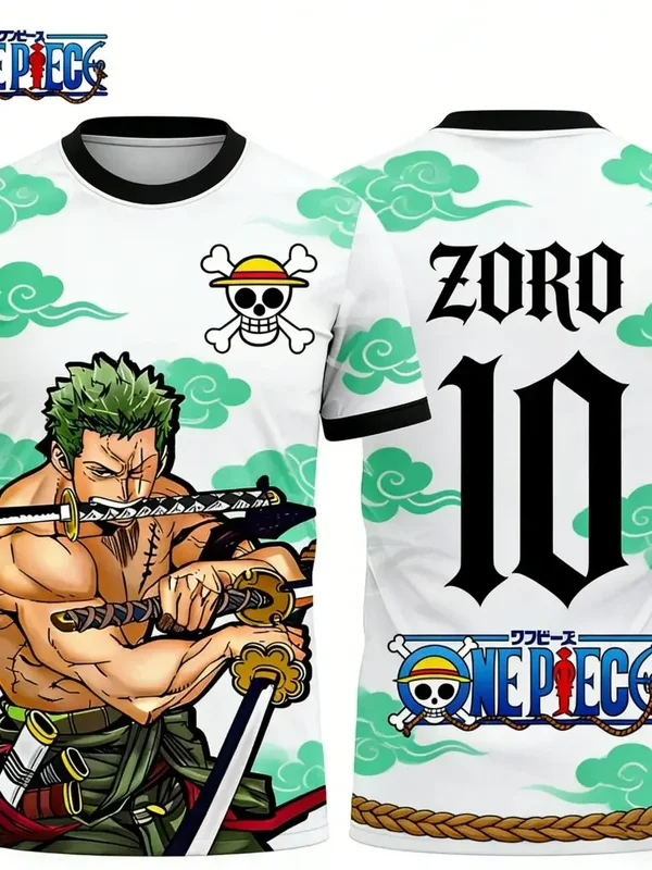 AliExpress - T-shirt graphique Zoro de One Piece, maillots de football d'anime japonais, vêtements de sport à séchage rapide, t-shirt pour hommes, 
