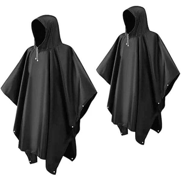 2 Rain Ponchos for Adults, Easy to Find, Reusable Poncho Waterproof Adult EVA Raincoat Emergency Hooded Rain Gear for Hiking
