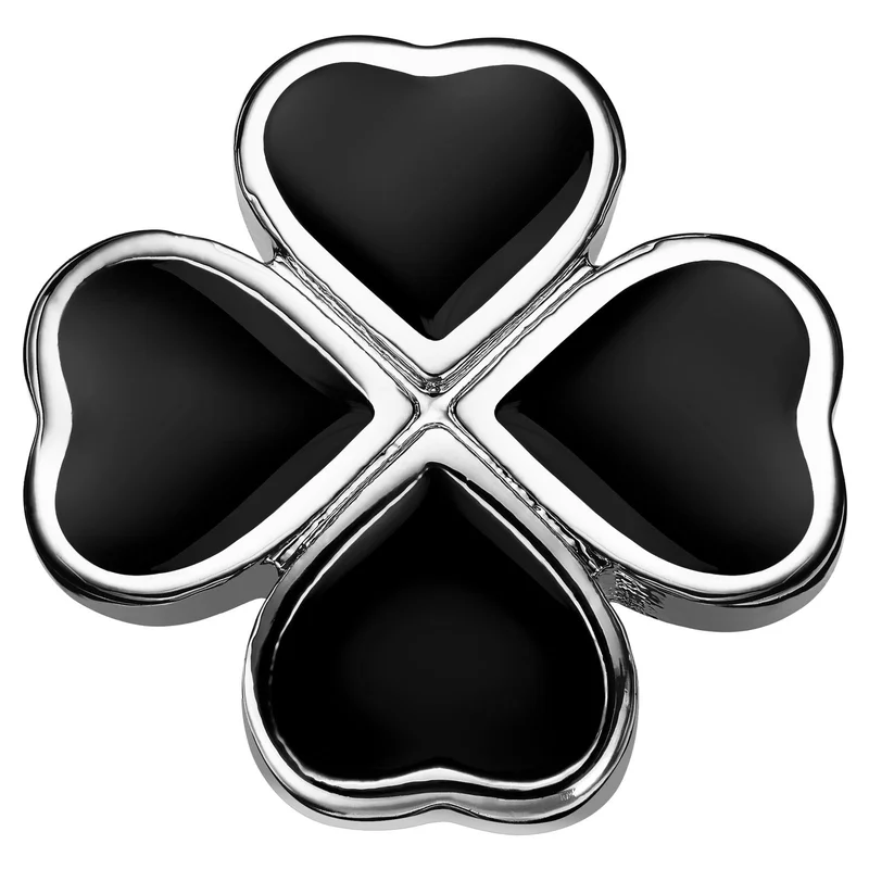 Dianthus | Silver-Tone and Black Four-Leaf Clover Lapel Pin for Men - Leaf Lapel Pins