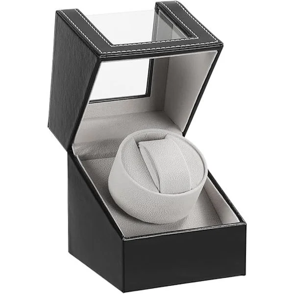 Automatic Watch Winder with Silent Japanese Motor, Premium Leather Exterior, and Soft Flexible Watch Pillows for Men's and Women's Watches