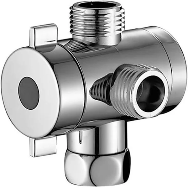 Duscharm Omkastare Ventil för Handhållet Duschhuvud och Fast Sprayhuvud, G 1/2 3-vägs T-adapter, Badrum Universal Duschsystem Komponent Re