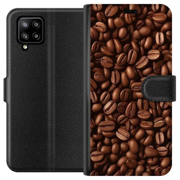 Kompatibelt Plånboksfodral till Samsung Galaxy A42 5G Kaffebönor närbild