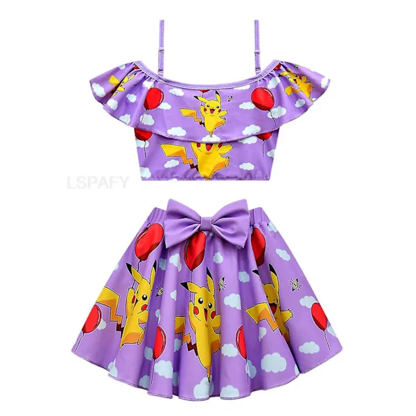 Tecknad flickor badkläder Pikachu flickor baddräkt två delar barn bikini set barn badkläder badkläder