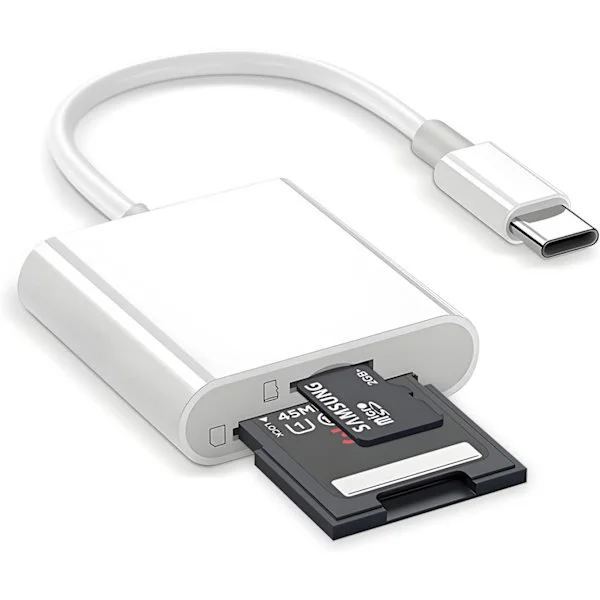Lightning til SD-kortlæser til iPhone iPad - Høj Hastighed Kamera Hukommelseskort Adapter Hvid Lightning til SD Lightning til SD
