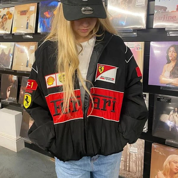 Retro racingjackor, tryckta bomberjackor, F1 streetwear-jackor, Y2K vår/sommar-kollektion