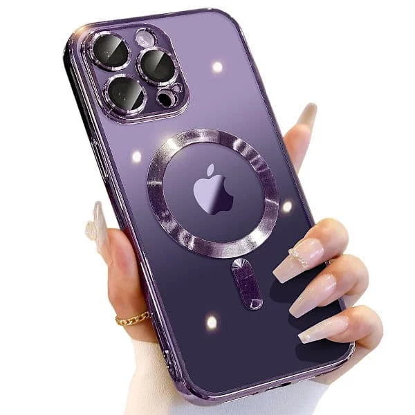 Magnetisk gjennomsiktig deksel til iPhone 14 Pro Max med full kamerabeskyttelse [Sterkeste N52-magneter] [Fallsikring i militærklasse] Glitter for 