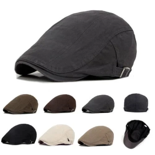 Flat Top Andningsbar Newsboy Hatt Basker Keps Herr Bomullskeps