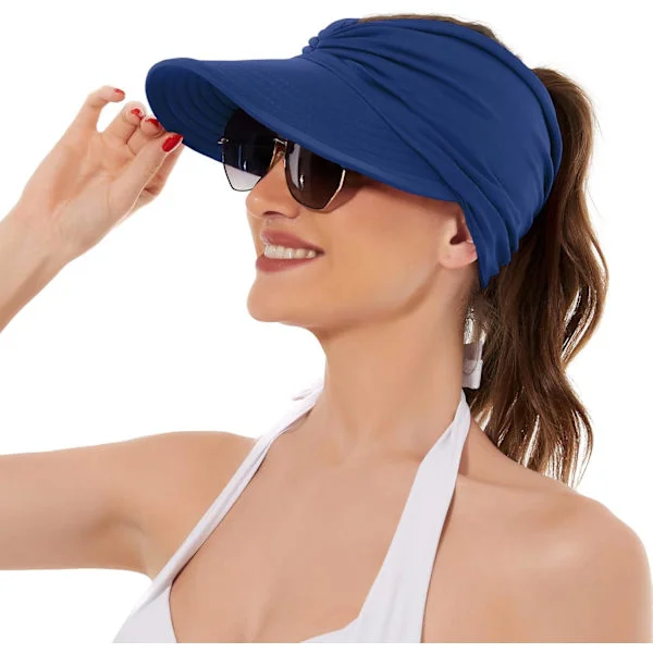 Women's Sun Hats UV Protection Sun Visor Wide Brim Summer Hats with Ponytail