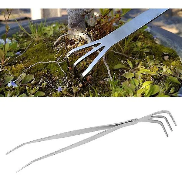 2-i-1 Trädgårdshandräfsa, Rotkloräfsa i rostfritt stål Bonsai Trädgårdshandverktyg för odling, luckring av jord, spridning av täckbark SXQ