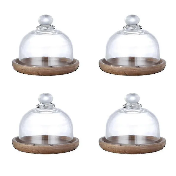Multifunksjonelt Mini Dessert Serveringsstativ Kakefat Med Kuppel Lokk Fat Kakeplate Hotell (4 stk)