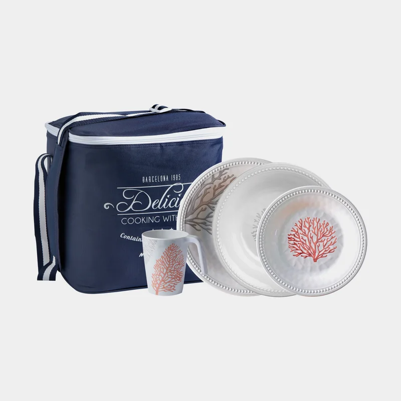Melaminservis Marine Business Harmony Coral, vit/orange, 17 delar