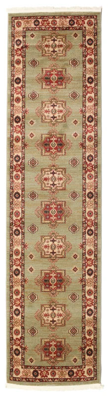 Marivan Kazak 80X300 Klein Licht Groen/Crème Beige Loper Vloerkleed