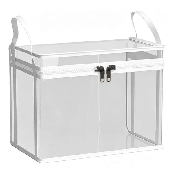 Vandtæt Sammenfoldelig Klar Bogopbevaringsboks, Sammenfoldelige Plastkasser med Låg til Bogopbevaring, Transparent Design for Hurtig Adgang til 