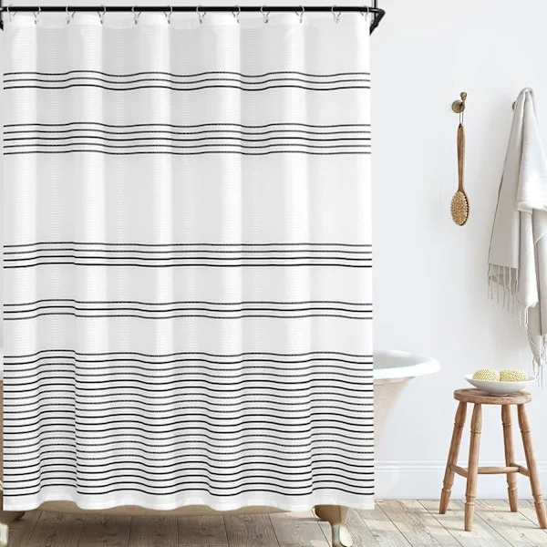 Black and White Fabric Shower Curtain, Bathroom Fashion Shower Curtain