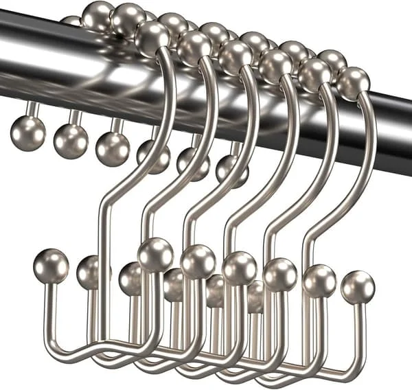 Shower Curtain Rings - Double Glide - Shower Curtains - Rods - Bathroom - Set - of - 12