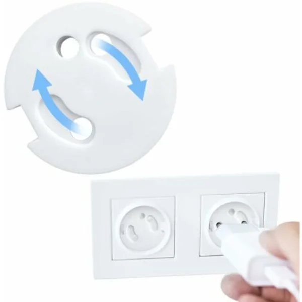 Babyskydd för eluttag (fransk stil) - Babyskydd för eluttag - Skydd för eluttag - Barnsäkerhet - Roterande mekanism, 10 delar Multicolor