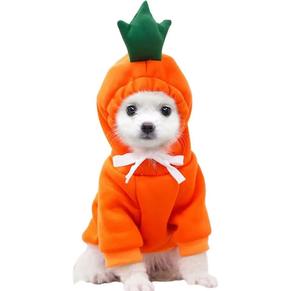 Valp Hund Huvtröja Katt Huvtröjor Djurkläder Snygg Frukt Tröja för Hund Katt Små Mellanstora Husdjur, Morot Carrot