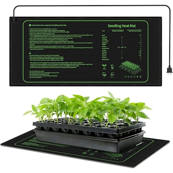 Lämpömatto kasveille 25x52,5cm Vedenpitävä Lämmin Hydroponinen Kasvihuoneen Itämiseen Sisäpuutarhan Siementen Aloitus Yhteensopiva Useimpien Merkkien 