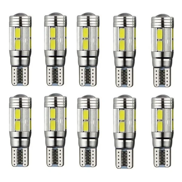 10 stk W5W T10 12V 6000K 5630 SMD Bil LED-lampe Canbus Skiltlys Hjørne Blinklys Superlys Hvit