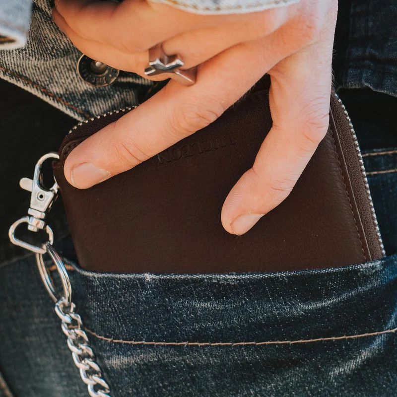 Portefeuille Lamar anti RFID en cuir marron for Men