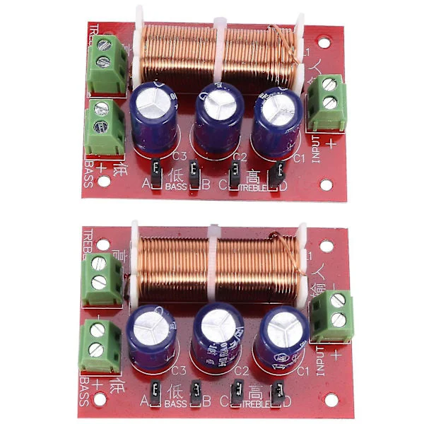 2 stk 400W Høytaler Delefilter 2-veis Lydjustering Diskant Bass Høytalere Filter Frekvensdeler F