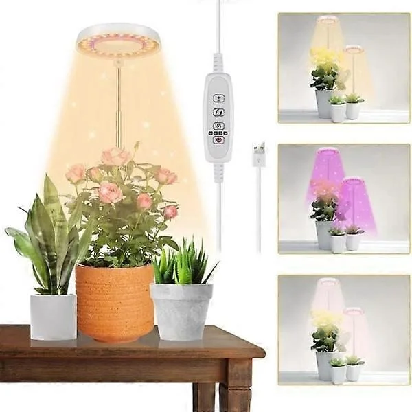 LED fullspektrum växtlampa 3 ljuslägen växtlampa odlingslampa med timer för inomhusväxter, grönsaker, blommor