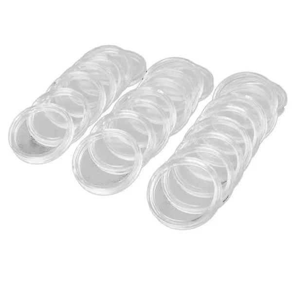 100 stk 21 mm runde gjennomsiktige myntholdere kapsler boks oppbevaring gjennomsiktige runde displayvesker mynthol