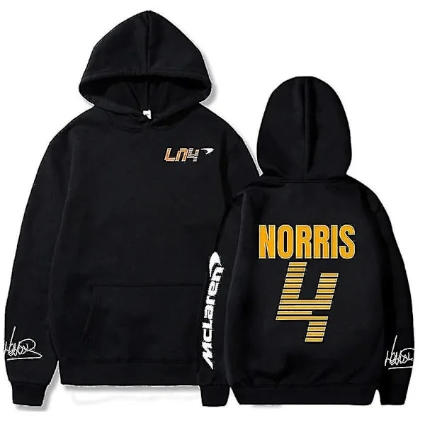 McLaren F1 Hettegenser Lando Norris 4 Bokstavtrykk, Herre Dame Casual Street Fashion Oversized Hettegenser, Høst Vinterstil, 2.2 L