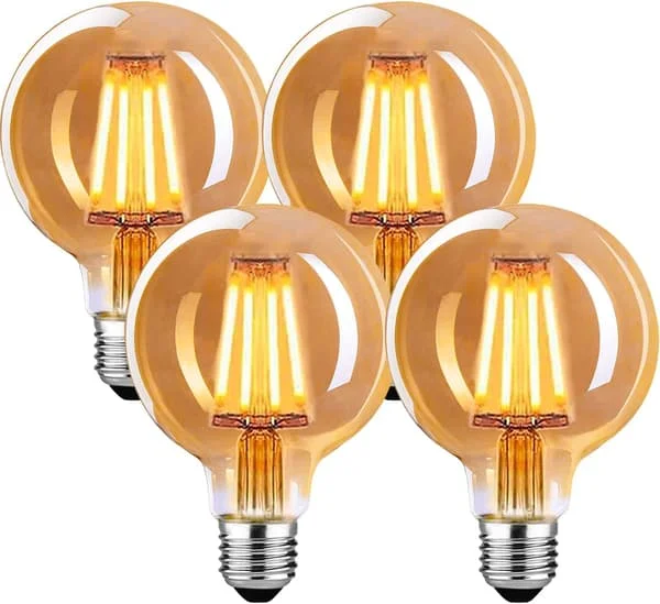 Vintage E27 LED-pære, 4W G80 2700K Varmhvit - 4-pakning