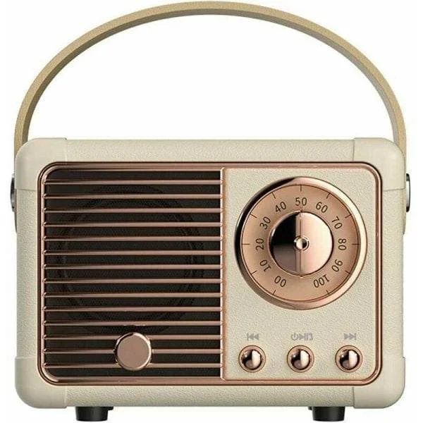 Retro Bluetooth-högtalare, Vintage FM-radio med klassisk stil, hög volym, trådlös Bluetooth 5.0-anslutning, TF-kortstöd vit